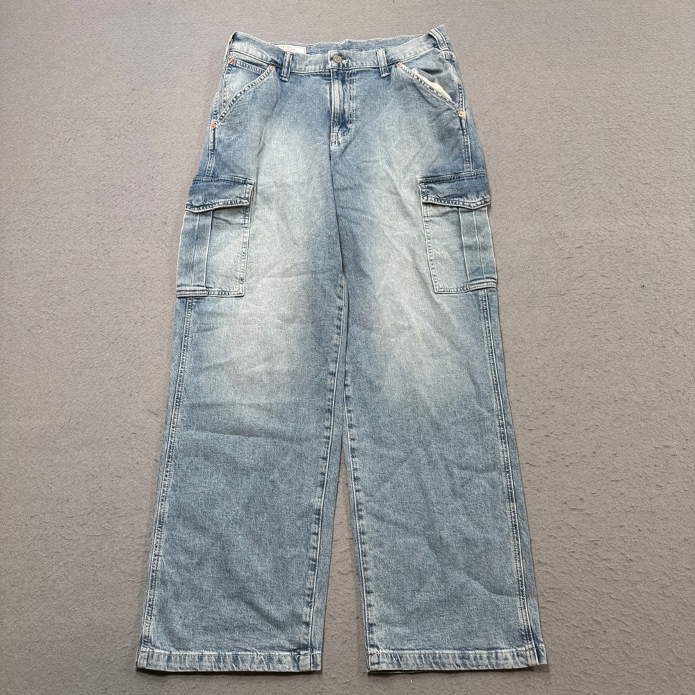 GAP Cargo Jeans Women's 29/8 Blue Denim Light Wash Wide Leg 90s Loose Mid Rise